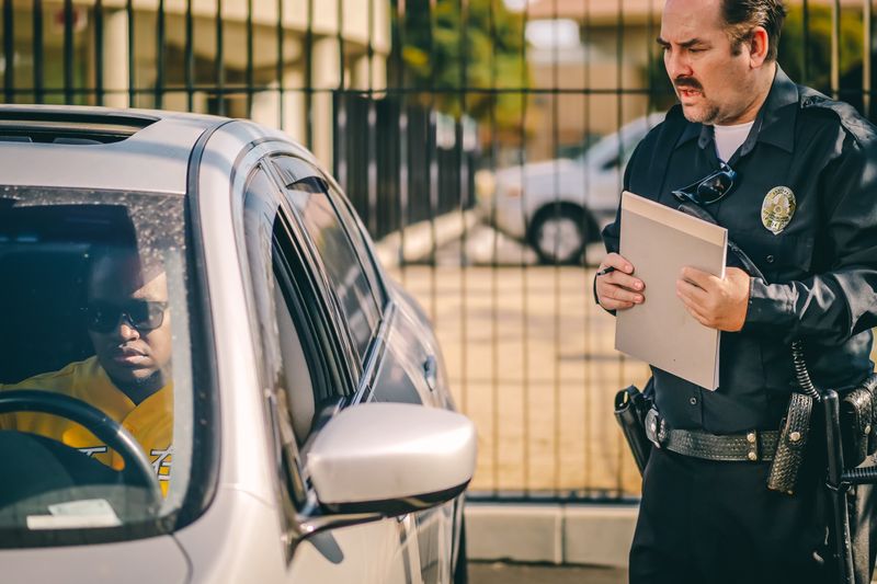 a driver being pulled over by a police officer